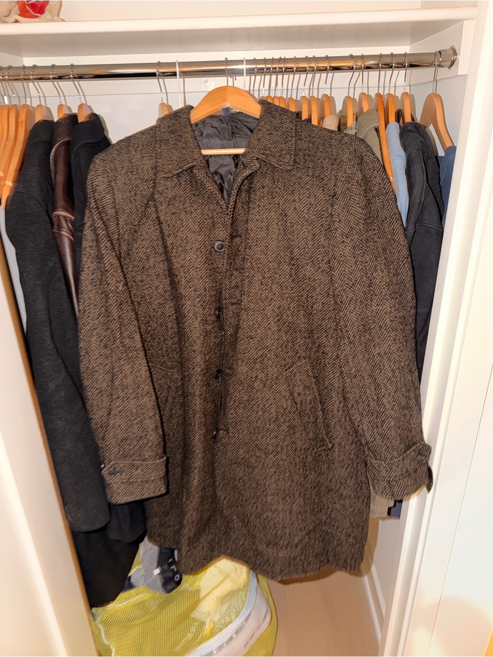 J. Crew Brown Herringbone Wool Blend Pea Coat